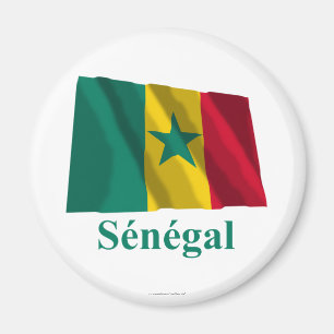 Imán Bandera que agita de Senegal con nombre en francés