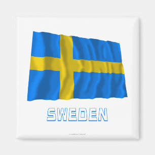 Imán Bandera que agita de Suecia con nombre