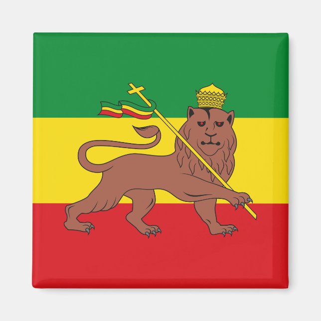 Imán Bandera rastafari del León de Etiopía del Postal d (Frente)