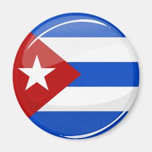 Imán Bandera redonda brillante de Cuba