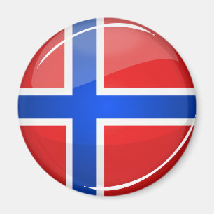 Imán Bandera redonda brillante de Noruega