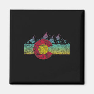 Imán Bandera Retro Estado Colorado Montañas Rocosas Esq
