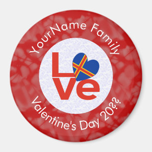 Imán Bandera Roja de Amor Personalizada de las Islas Ål