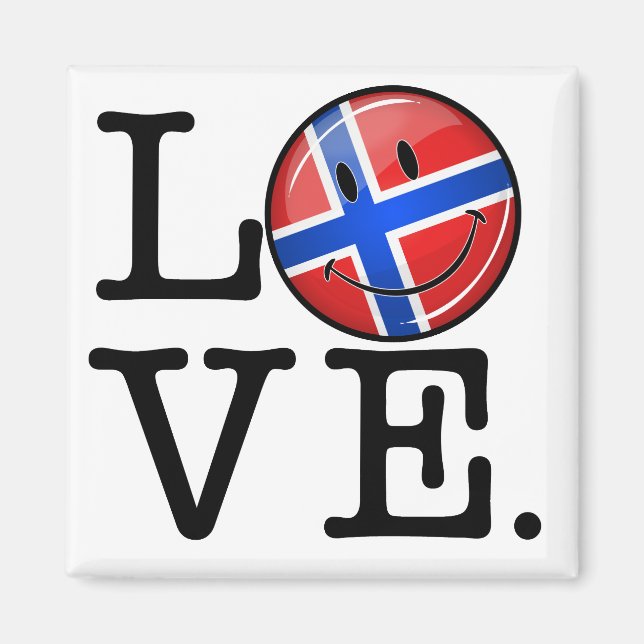 Imán Bandera sonriente de Love Noruega (Frente)
