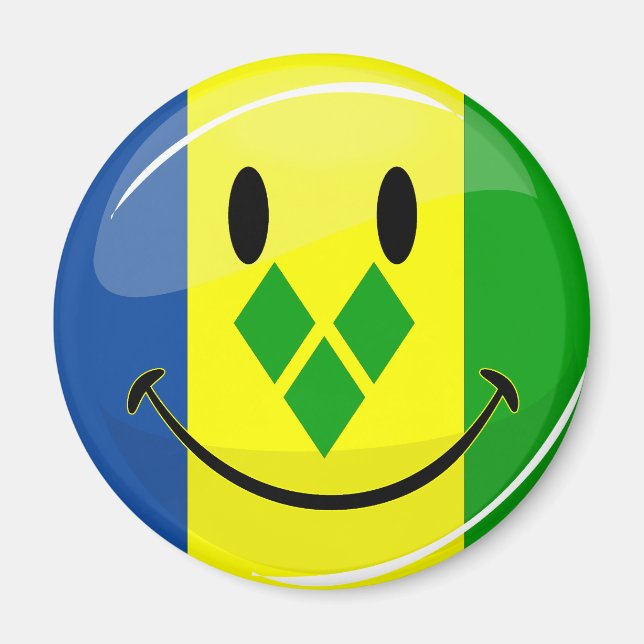Imán Bandera sonriente de San Vicente y las Granadinas (Frente)