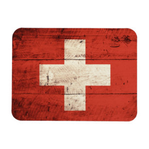 Imán Bandera suiza de madera antigua