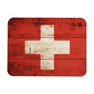 Imán Bandera suiza de madera vieja