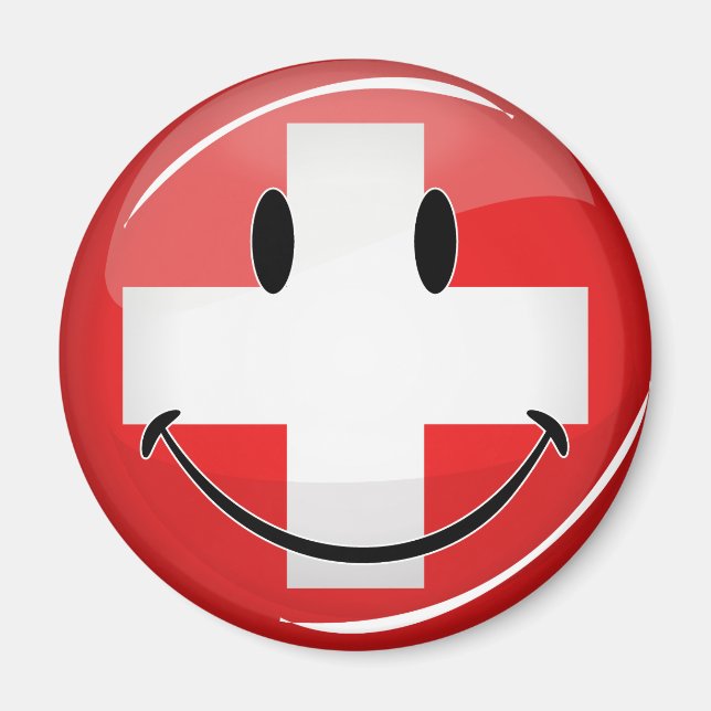 Imán Bandera suiza sonriente (Frente)