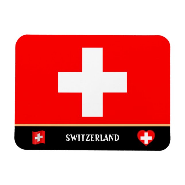 Imán Bandera suiza y viajes por país suizo / Suiza (Horizontal)