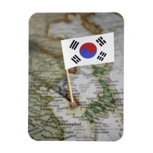 Imán Bandera surcoreana en mapa