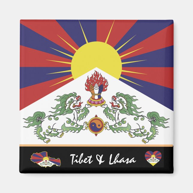Imán Bandera tibetana y Tíbet - Himalayas de viaje / Lh (Frente)