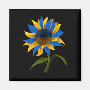 Imán Bandera ucraniana de girasol junto a Ucrania