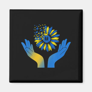 Imán Bandera ucraniana de la mariposa del girasol de ma