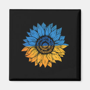 Imán Bandera ucraniana del girasol con Ucrania
