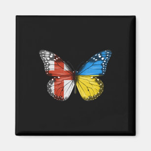 Imán Bandera ucraniana inglesa Mariposa Inglaterra Ucra
