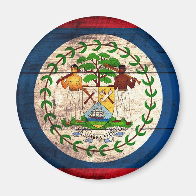 Imán Bandera vieja de Belice de madera (Frente)