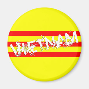 Imán Bandera vietnamita (con el nombre) (imán redondo)