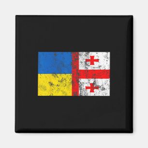 Imán Bandera vintage de Ucrania Georgia amistad ucrania
