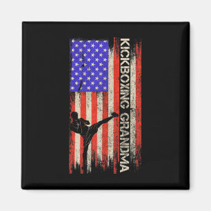 Imán Bandera Vintage De Usa Luchadora De Mma Kickboxing