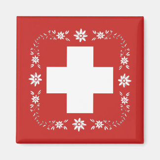 Imán Bandera y edelweiss de Suiza