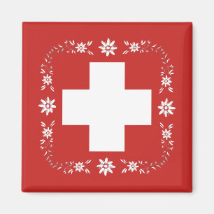 Imán Bandera y edelweiss suizos