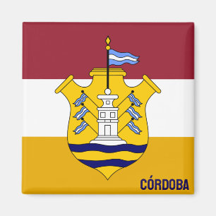 Imán Bandera y escudo de Córdoba - ciudad, Argentina