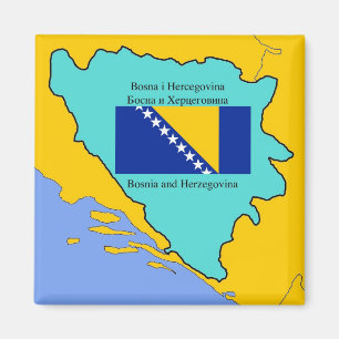 Imán Bandera y mapa de Bosnia y Herzegovina