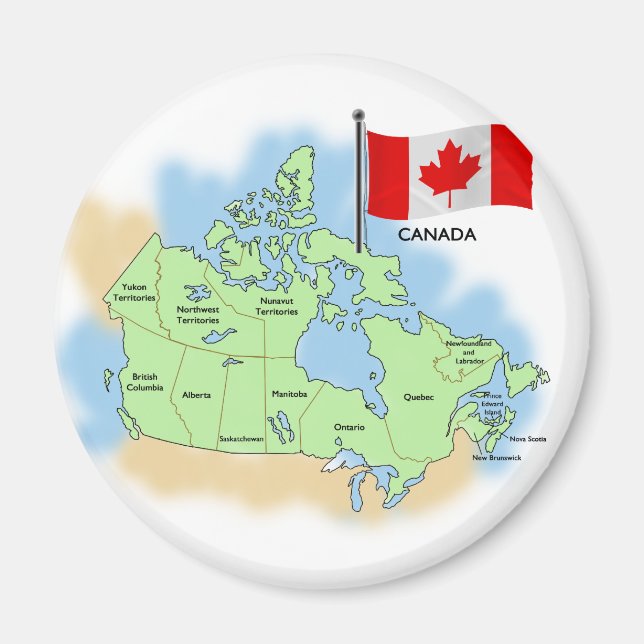 Imán Bandera y mapa de Canadá (Frente)