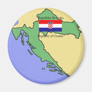 Imán Bandera y mapa de Croacia