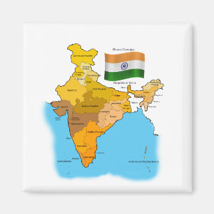 Imán Bandera y mapa de India