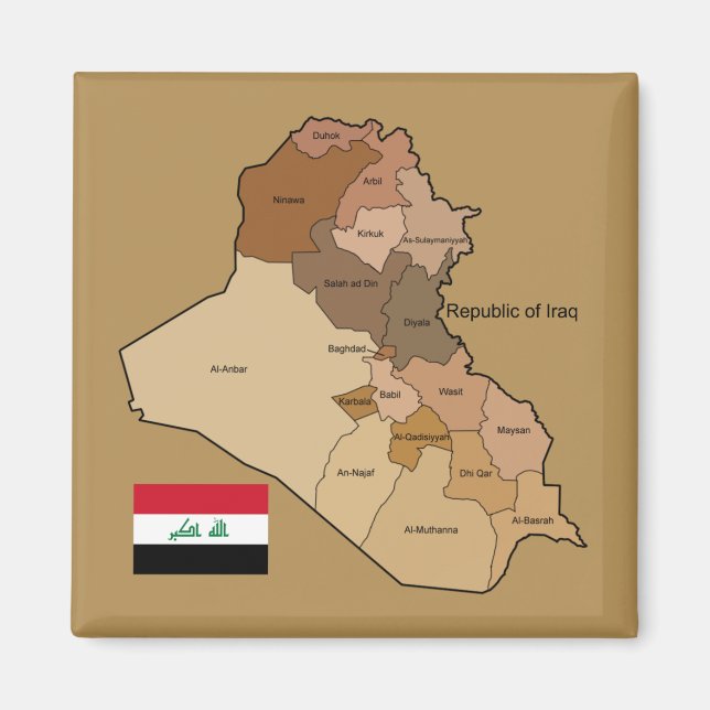 Imán Bandera y mapa de Iraq (Frente)