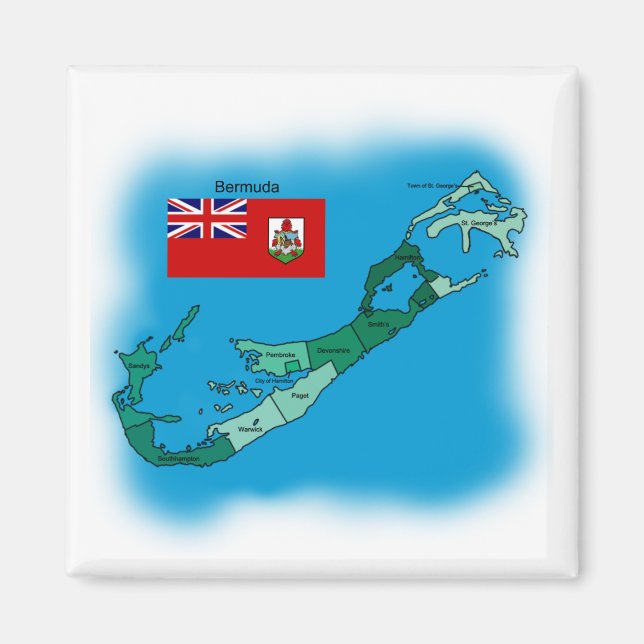 Imán Bandera y mapa de las Bermudas (Frente)