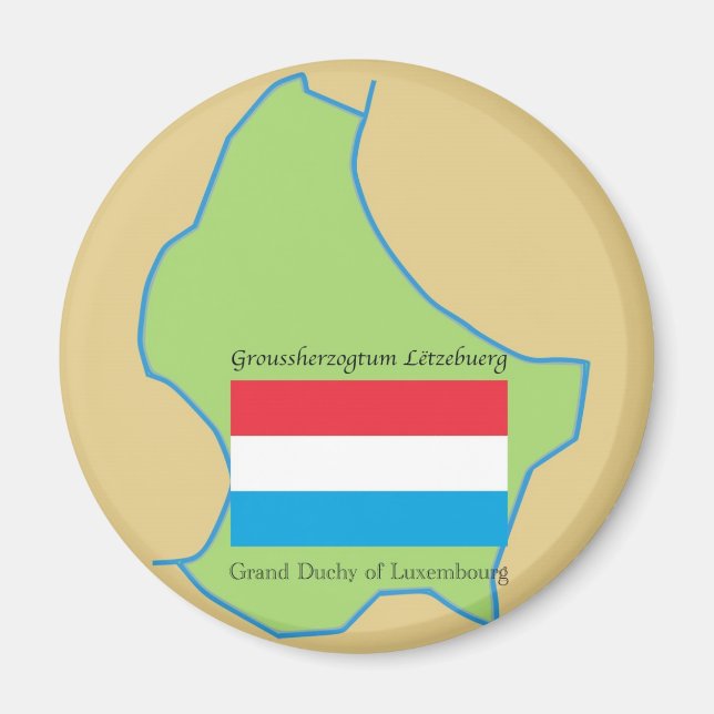 Imán Bandera y Mapa de Luxemburgo (Frente)