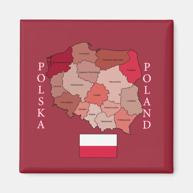 Imán Bandera y mapa de Polonia (Frente)