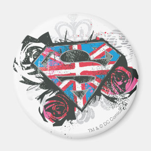 Imán Bandera y rosas británicos de Supergirl