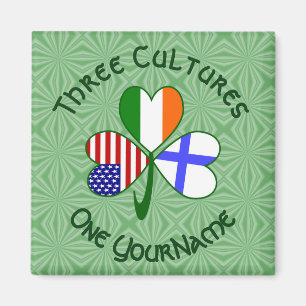 Imán Banderas americano irlandés finlandés Trébol de cu