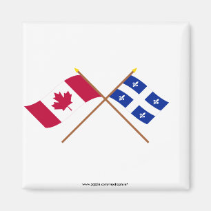 Imán Banderas cruzadas de Canadá y Quebec