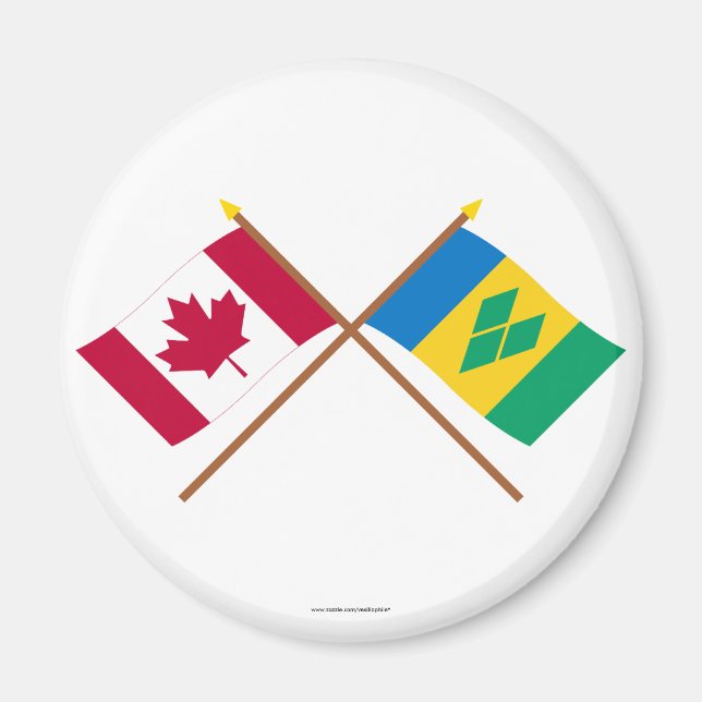 Imán Banderas cruzadas de Canadá y San Vicente (Frente)