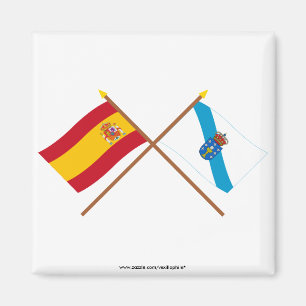 Imán Banderas cruzadas de España y de Galicia