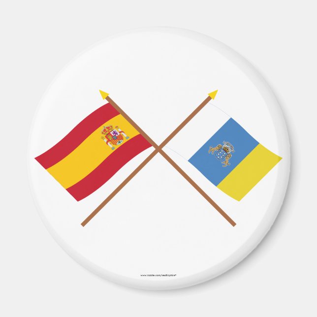 Imán Banderas cruzadas de España y las Islas Canarias (Frente)