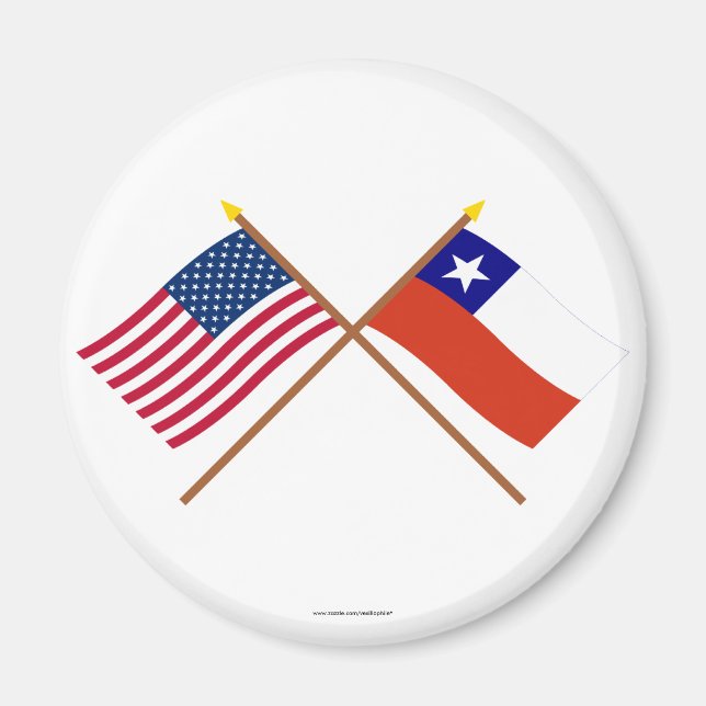 Imán Banderas cruzadas de Estados Unidos y Chile (Frente)