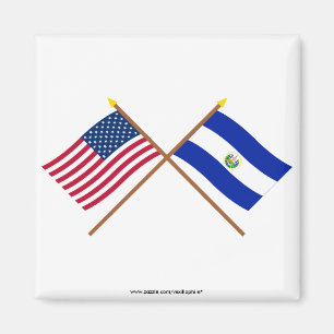 Imán Banderas cruzadas de Estados Unidos y El Salvador