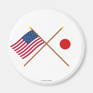 Imán Banderas cruzadas de Estados Unidos y Japón