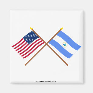 Imán Banderas cruzadas de Estados Unidos y Nicaragua