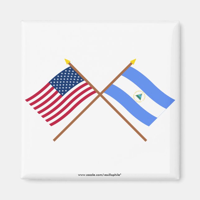 Imán Banderas cruzadas de Estados Unidos y Nicaragua (Frente)