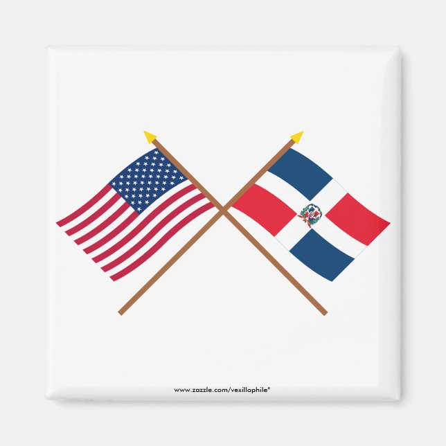 Imán Banderas cruzadas de Estados Unidos y República Do (Frente)