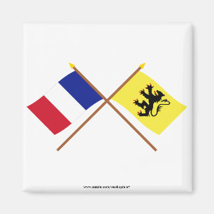 Imán Banderas cruzadas de Francia y de Nord