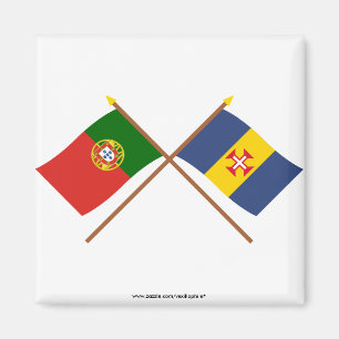Imán Banderas cruzadas de Portugal y de Madeira