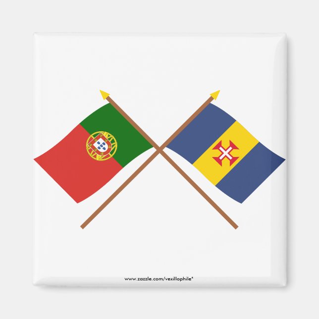 Imán Banderas cruzadas de Portugal y Madeira (Frente)