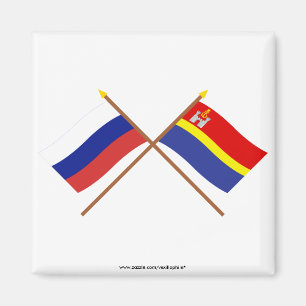 Imán Banderas cruzadas de Rusia y de Kaliningrado